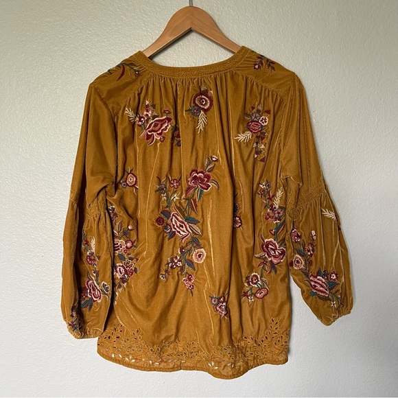 Kyla Seo Vintage Inspired Embroidered Floral Bohemian Blouse/Shirt Size Small - Picture 2 of 12